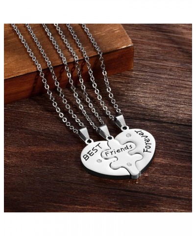 Silver Gold Black Tone Alloy Rhinestone Best Friends Forever BFF Necklace Engraved Puzzle Friendship Pendant Necklaces Set Si...