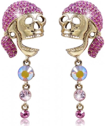 Austrian Crystal Vintage Style Halloween Skull Bone Cross Necklace Earrings Set Pink Gold-Tone $22.39 Jewelry Sets