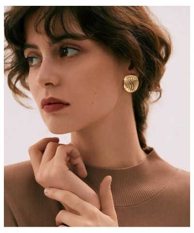 Big Chunky Stud Earrings Trendy Silver Gold Statement Drop Earrings Vintage Earrings Jewelry Gift for Women Girls gold-01 $8....