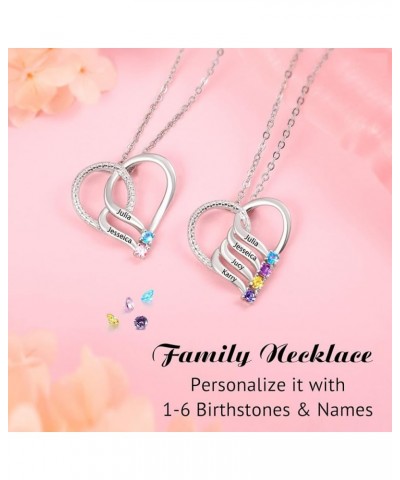 Personalized Mother Names Necklace with 2-6 Name Engraved Love Heart Pendant Necklace Jewelry Birthday Gift for Mom Daughter ...