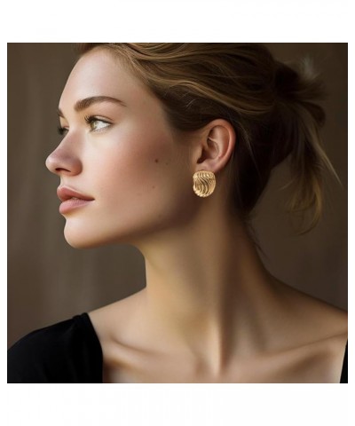 Big Chunky Stud Earrings Trendy Silver Gold Statement Drop Earrings Vintage Earrings Jewelry Gift for Women Girls gold-01 $8....