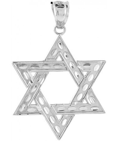 Fine 14k White Gold Reversible Jewish Star of David Necklace Pendant, 1.25 $72.59 Necklaces