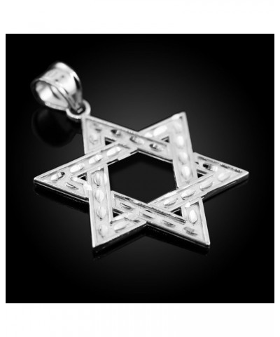 Fine 14k White Gold Reversible Jewish Star of David Necklace Pendant, 1.25 $72.59 Necklaces