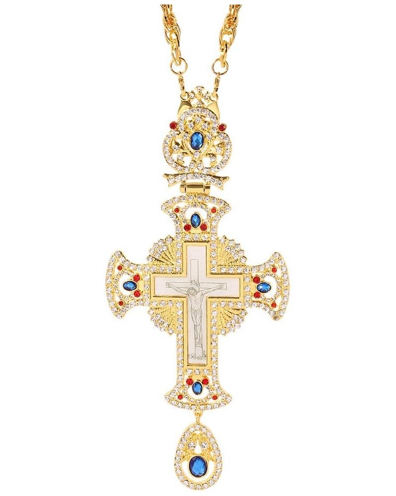 Religious Jesus Crucifix Jeweled Necklace - 18k Gold Plated Jeweled Virgin Mary Pectoral Cross Necklace Zircons Crystals Chri...