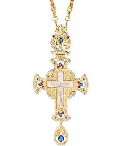 Religious Jesus Crucifix Jeweled Necklace - 18k Gold Plated Jeweled Virgin Mary Pectoral Cross Necklace Zircons Crystals Chri...