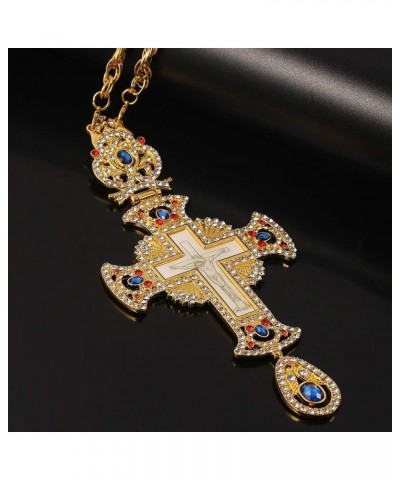 Religious Jesus Crucifix Jeweled Necklace - 18k Gold Plated Jeweled Virgin Mary Pectoral Cross Necklace Zircons Crystals Chri...