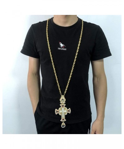 Religious Jesus Crucifix Jeweled Necklace - 18k Gold Plated Jeweled Virgin Mary Pectoral Cross Necklace Zircons Crystals Chri...