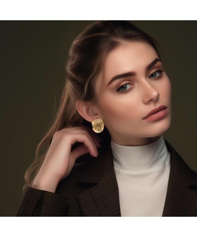 Big Chunky Stud Earrings Trendy Silver Gold Statement Drop Earrings Vintage Earrings Jewelry Gift for Women Girls gold-01 $8....