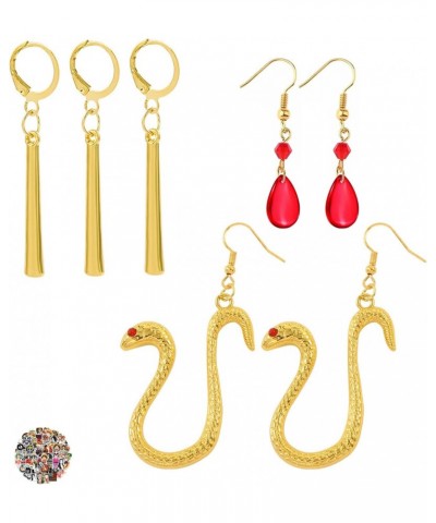 23 pcs Anime One P. Earrings Cosplay Jewelry Boa Hancock Pirate Empress Snake Earrings Zor0 Earrings Red Teardrop Earrings An...