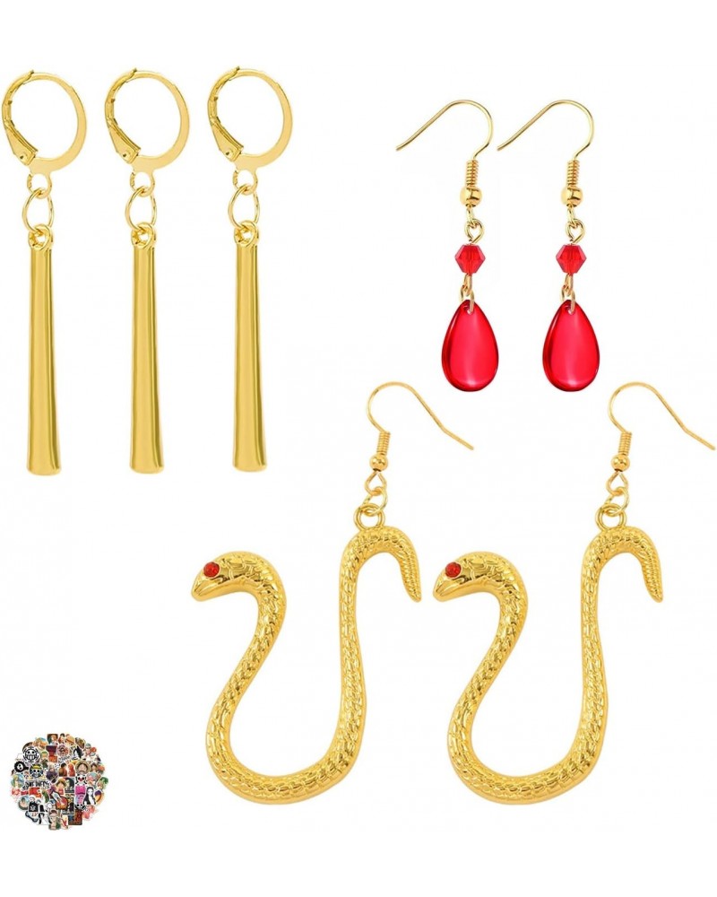 23 pcs Anime One P. Earrings Cosplay Jewelry Boa Hancock Pirate Empress Snake Earrings Zor0 Earrings Red Teardrop Earrings An...