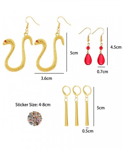 23 pcs Anime One P. Earrings Cosplay Jewelry Boa Hancock Pirate Empress Snake Earrings Zor0 Earrings Red Teardrop Earrings An...