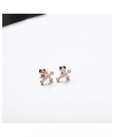 CZ Cross 20g Barbell Ball Stud Sterling Silver Earrings for Women Girls Cubic Zirconia Tiny Small Studs Cartilage Tragus 4mm ...