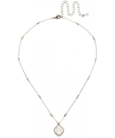 Essentials Cushion-Cut Solitaire Pendant Necklace Antique Silver-Tone White Opal $21.92 Necklaces