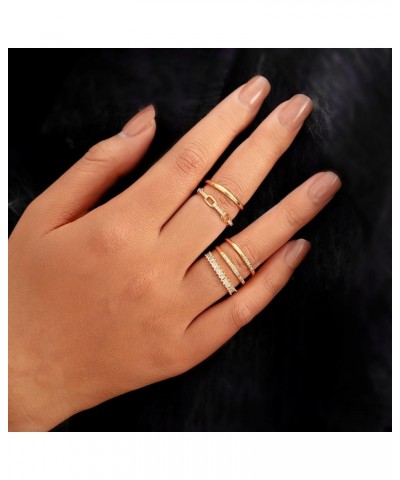 Stackable Gold Rings for Women Dainty Thumb Ring Set Non Tarnish 14K Gold Plated Stacking Cubic Zirconia Promise Wedding Enga...