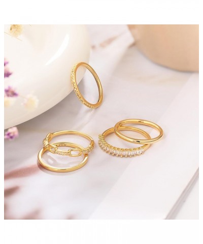 Stackable Gold Rings for Women Dainty Thumb Ring Set Non Tarnish 14K Gold Plated Stacking Cubic Zirconia Promise Wedding Enga...