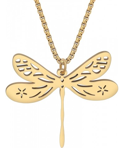 Stainless Steel Flying Dragonfly Necklace Chain Pendant Dragonfly Gifts for Women Girls Spring Summer Insect Charms Gold 062 ...