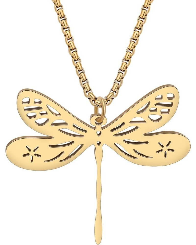 Stainless Steel Flying Dragonfly Necklace Chain Pendant Dragonfly Gifts for Women Girls Spring Summer Insect Charms Gold 062 ...