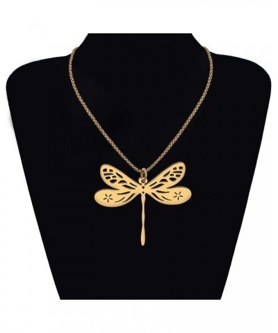 Stainless Steel Flying Dragonfly Necklace Chain Pendant Dragonfly Gifts for Women Girls Spring Summer Insect Charms Gold 062 ...