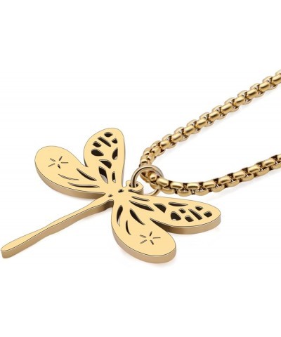 Stainless Steel Flying Dragonfly Necklace Chain Pendant Dragonfly Gifts for Women Girls Spring Summer Insect Charms Gold 062 ...