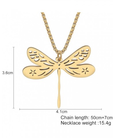 Stainless Steel Flying Dragonfly Necklace Chain Pendant Dragonfly Gifts for Women Girls Spring Summer Insect Charms Gold 062 ...