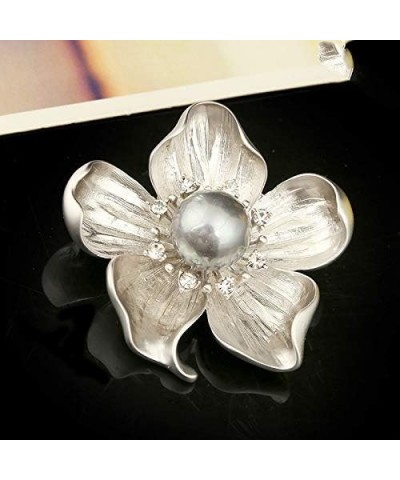 Yellow Flower White Faux Pearl Brooch Pin Layered Flower Lapel Pin Women Girls Dress Suit Cardigan Safty Pin Metal Flower Dec...