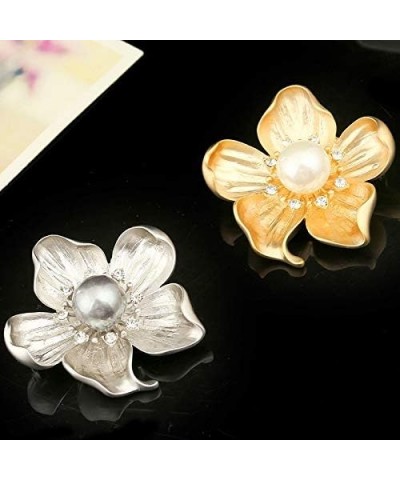 Yellow Flower White Faux Pearl Brooch Pin Layered Flower Lapel Pin Women Girls Dress Suit Cardigan Safty Pin Metal Flower Dec...