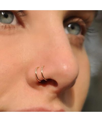 Double Nose Ring for Single Piercing Double Hoop Nose Ring for Single Piercing Double Nose Ring Hoop Double Loop Nose Ring Sp...