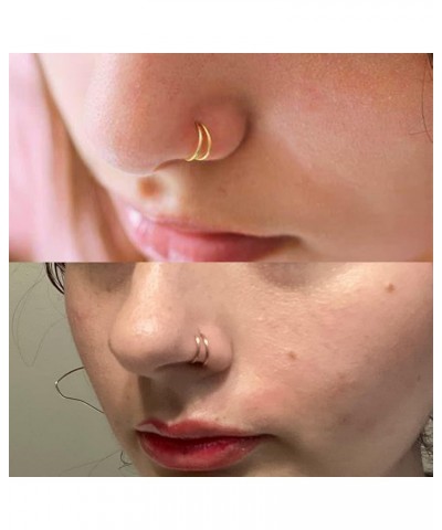 Double Nose Ring for Single Piercing Double Hoop Nose Ring for Single Piercing Double Nose Ring Hoop Double Loop Nose Ring Sp...