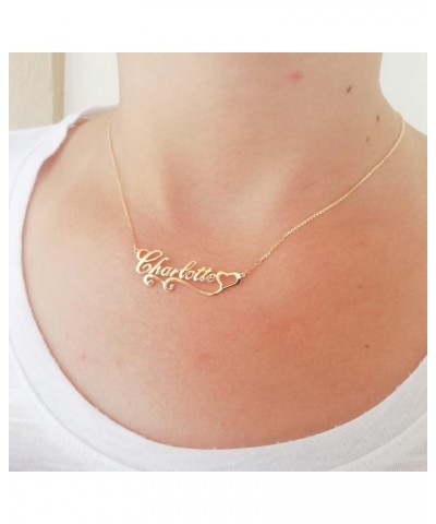 10K/14K/18K Solid Gold Personalized Name Necklace for Women Custom Name Nameplate Jewelry for Birthday Gifts Heart Name $99.0...