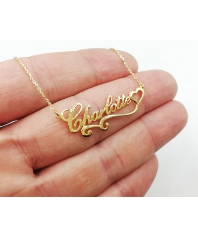 10K/14K/18K Solid Gold Personalized Name Necklace for Women Custom Name Nameplate Jewelry for Birthday Gifts Heart Name $99.0...