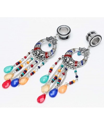 6mm25mm Surgical Steel Multicolor Beads Tassel Dangle Ear Gauges Piercing Flesh Tunnels Plugs Statement Earrings 7/8"-22mm $9...