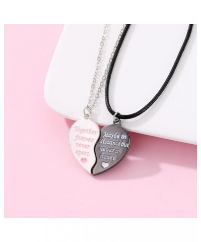 Heart Shape Couples Necklace for 2, Magnetic Pendant 2Pcs Set Best Friends BFF Friendship Gift for Women Black $11.99 Necklaces