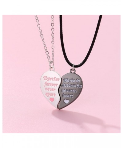 Heart Shape Couples Necklace for 2, Magnetic Pendant 2Pcs Set Best Friends BFF Friendship Gift for Women Black $11.99 Necklaces