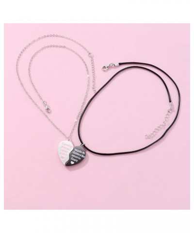 Heart Shape Couples Necklace for 2, Magnetic Pendant 2Pcs Set Best Friends BFF Friendship Gift for Women Black $11.99 Necklaces