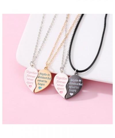 Heart Shape Couples Necklace for 2, Magnetic Pendant 2Pcs Set Best Friends BFF Friendship Gift for Women Black $11.99 Necklaces