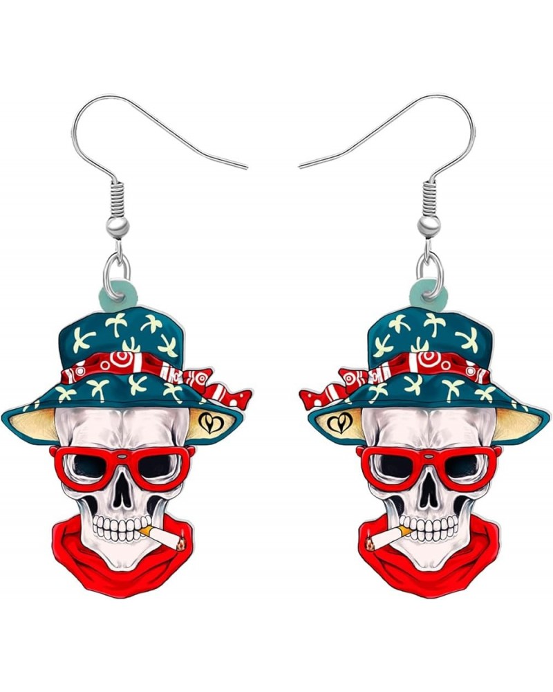 Acrylic Halloween Sweet Pirate Skull Earrings Drop Dangle Fashion Charms Jewelry For Women Girls Gift Pirate K $6.23 Earrings