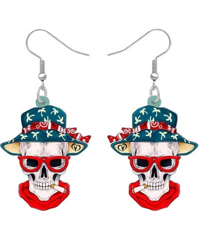 Acrylic Halloween Sweet Pirate Skull Earrings Drop Dangle Fashion Charms Jewelry For Women Girls Gift Pirate K $6.23 Earrings