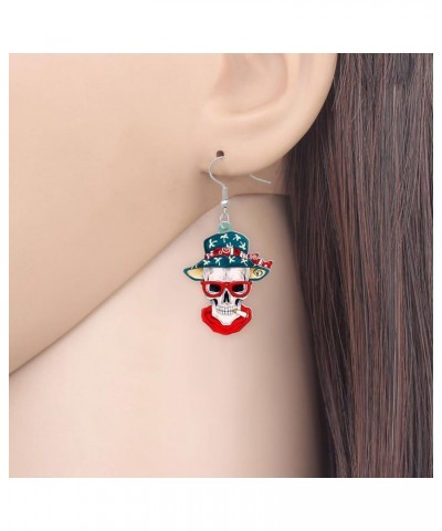 Acrylic Halloween Sweet Pirate Skull Earrings Drop Dangle Fashion Charms Jewelry For Women Girls Gift Pirate K $6.23 Earrings