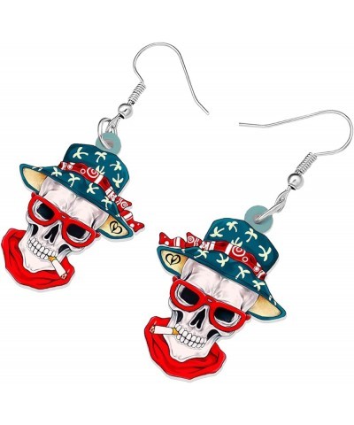 Acrylic Halloween Sweet Pirate Skull Earrings Drop Dangle Fashion Charms Jewelry For Women Girls Gift Pirate K $6.23 Earrings