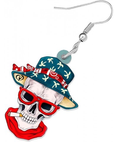 Acrylic Halloween Sweet Pirate Skull Earrings Drop Dangle Fashion Charms Jewelry For Women Girls Gift Pirate K $6.23 Earrings