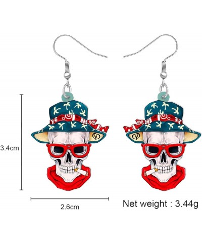 Acrylic Halloween Sweet Pirate Skull Earrings Drop Dangle Fashion Charms Jewelry For Women Girls Gift Pirate K $6.23 Earrings