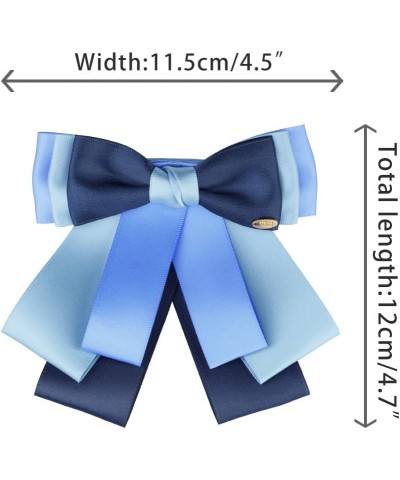 Women's Pre-tied Bowknot Bow Tie Elegant Rib Bow Brooch Light Blue $8.61 Brooches & Pins