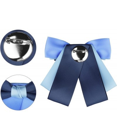 Women's Pre-tied Bowknot Bow Tie Elegant Rib Bow Brooch Light Blue $8.61 Brooches & Pins