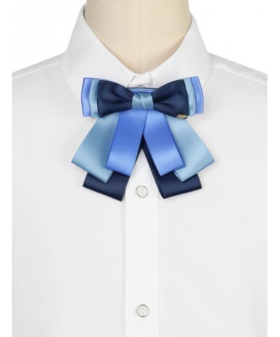 Women's Pre-tied Bowknot Bow Tie Elegant Rib Bow Brooch Light Blue $8.61 Brooches & Pins