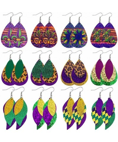 Mardi Gras Carnival Earrings Leaf Shape Leather Dangle Earrings/Leopard/Shiny Glitter/Costume Accessories Jewelry Gifts 5 $4....