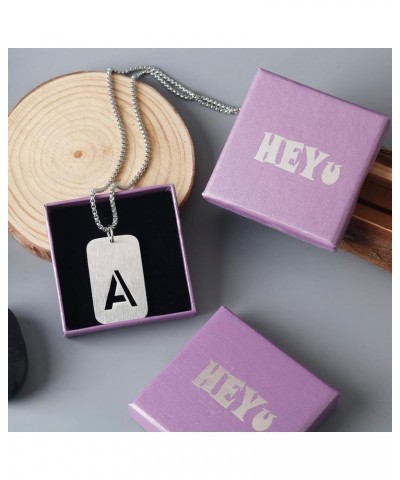 Initial A-Z Letter Pendant Necklace for Men Boys Womens, Stainless Steel Square Letter Pendant Chain Necklace A $9.00 Necklaces