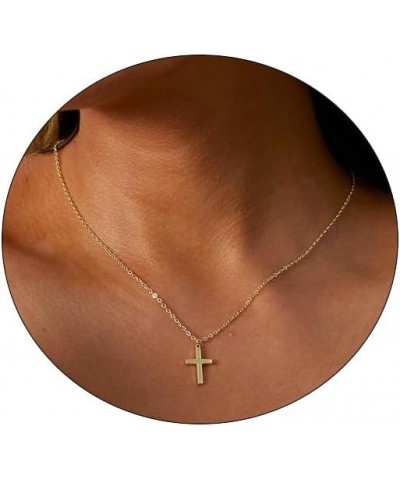 Cross Necklace for Women 14K Gold Plated Sideways Cross Necklace Set Dainty Simple Silver Cross Choker Trendy Cute Layered Go...