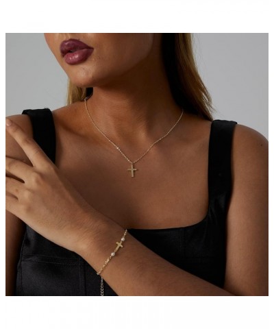 Cross Necklace for Women 14K Gold Plated Sideways Cross Necklace Set Dainty Simple Silver Cross Choker Trendy Cute Layered Go...