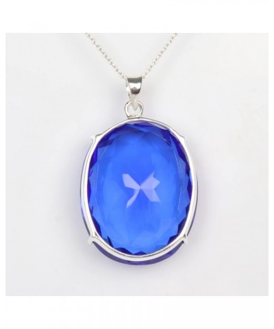 100 Carat Blue Topaz Oval Cut Gemstone Crafted In 925 Sterling Silver Pendant Without Chain For Wedding Gifts $16.40 Necklaces