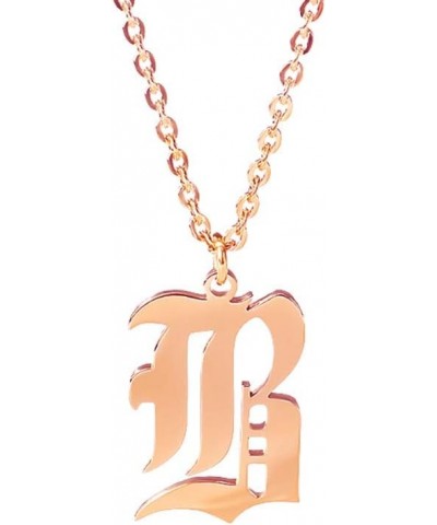 Old English Font Initial Letter Necklace Stainless Steel Alphabet Pendant Birthday Gift for Women MZ-NE-rose gold--B $11.26 N...